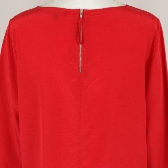 Madewell Retrospect Women's Medium Enamel Red Silk Scoop Neck 3/4 Sleeve Blouse - Picture 5 of 9